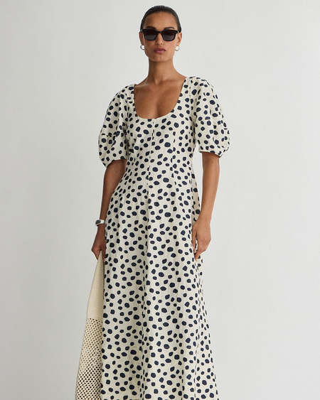 CALA DE LA CRUZ Tia Dress - Ivory/Black | Garmentory