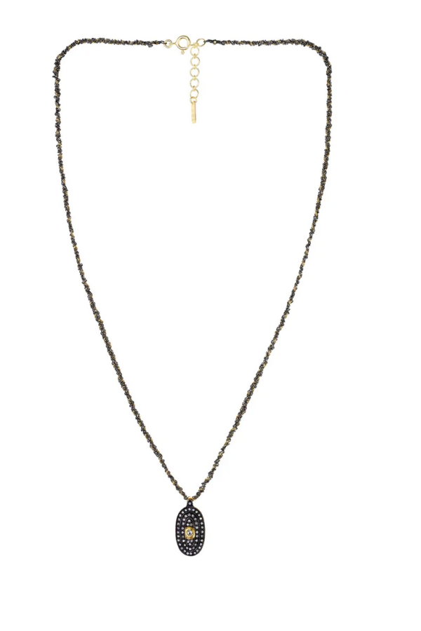 Marie Laure Chamorel Oxidized Ruthenium Medallion Necklace