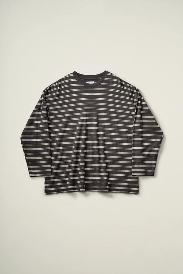 KAPTAIN SUNSHINE Long Sleeve T-Shirt - Brown Wide Stripe