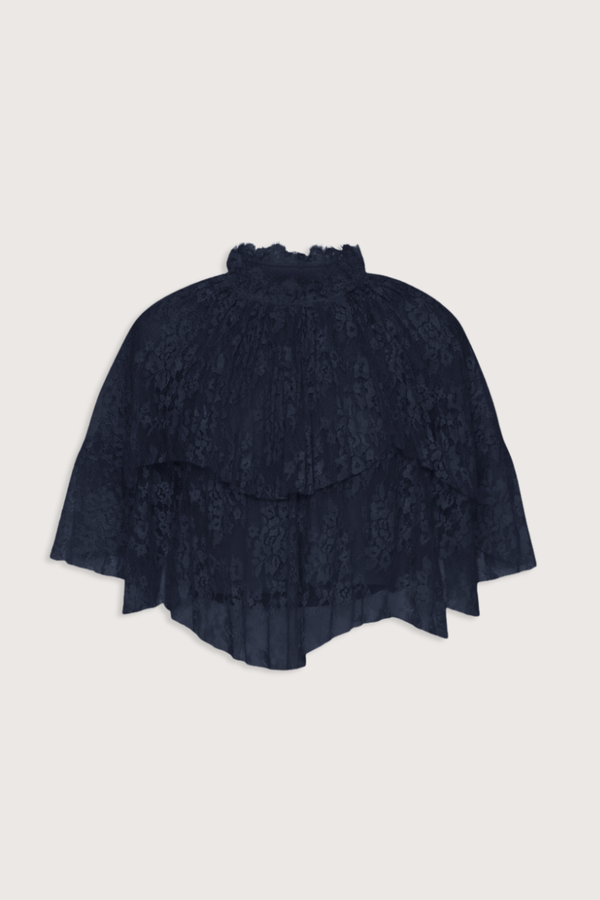 Sea NY Sharleen Lace Cape Top - Navy