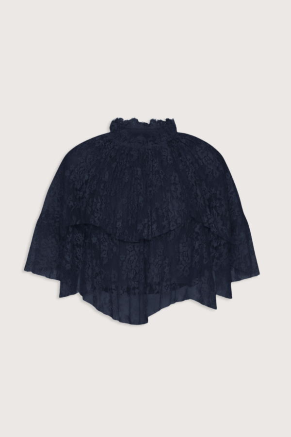 Sea NY Sharleen Lace Cape Top - Navy