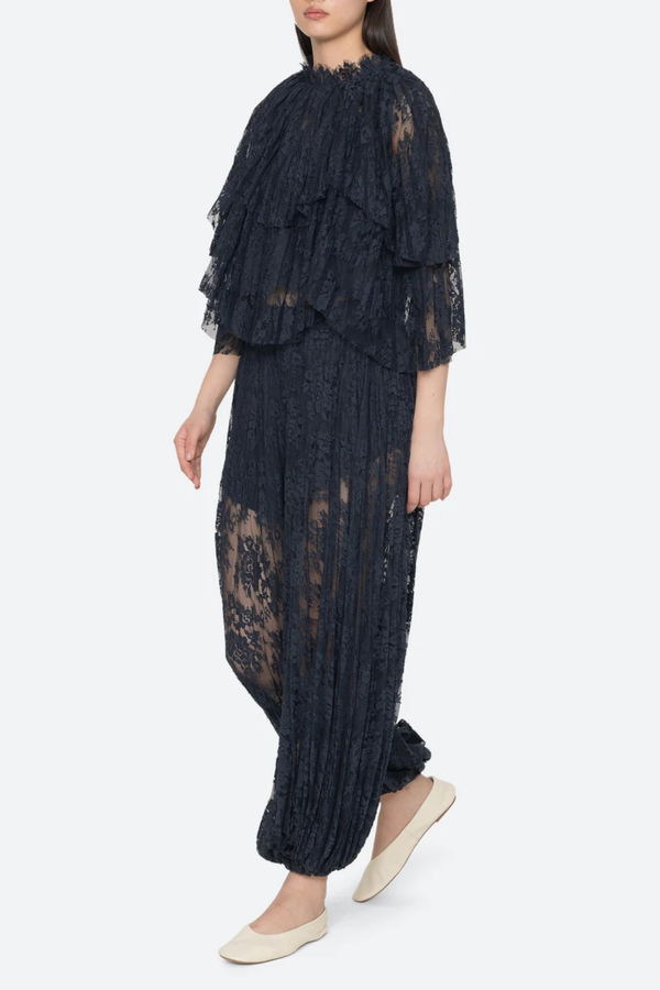 Sea NY Sharleen Lace Cape Top - Navy
