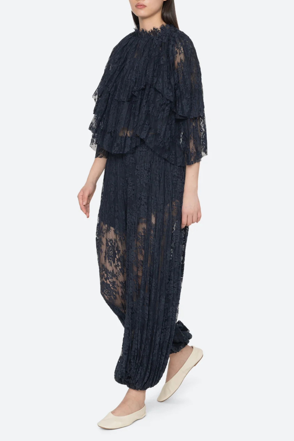 Sea NY Sharleen Lace Cape Top - Navy - Image 5 of 5