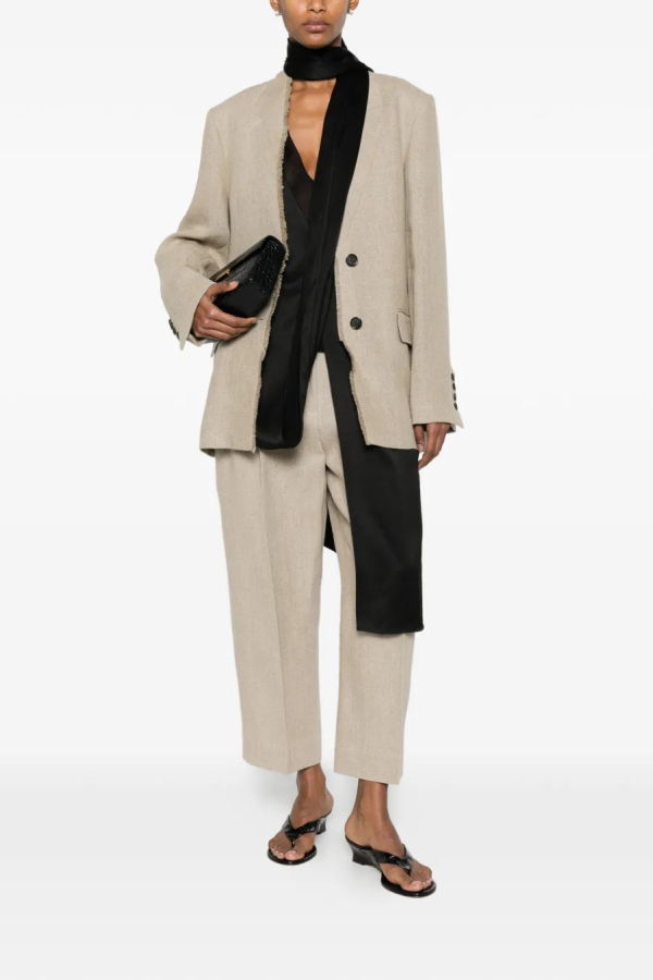 Totême Double Pleat Linen Trouser - Beige