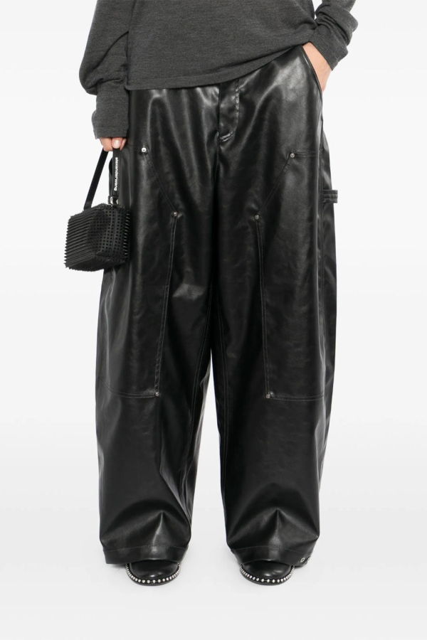 Team Wang Reset Faux Leather Wide-Leg Trousers
