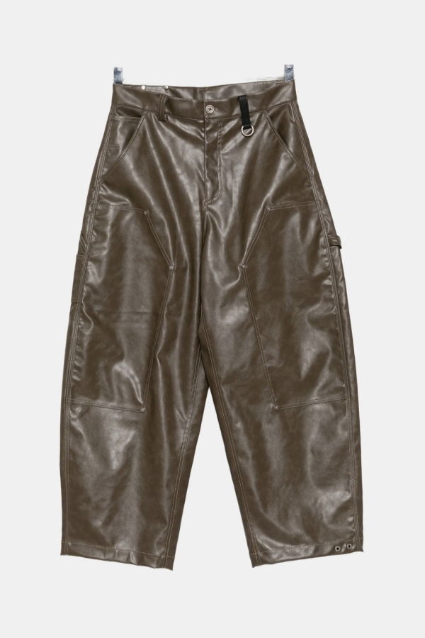 Team Wang Green Reset Faux Leather Wide-Leg Trousers