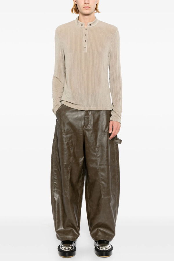 Team Wang Green Reset Faux Leather Wide-Leg Trousers