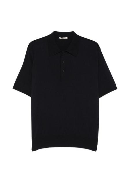 Auralee Hard Twist Merino Knit Big Polo - Black | Garmentory