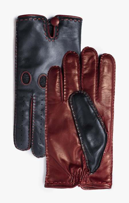 Ernest W. Baker Black Leather Faux-Fur Gloves - Black/Brown