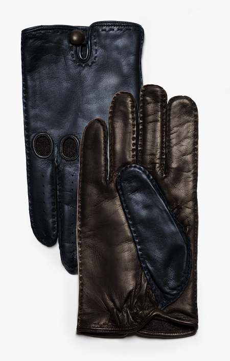 Ernest W. Baker Black Leather Faux-Fur Gloves - Black/Brown