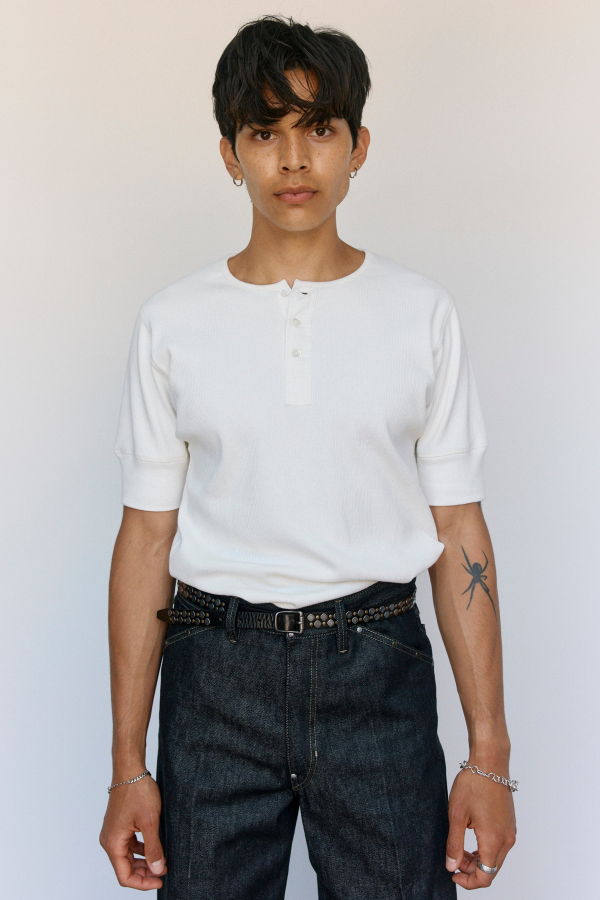 Lemaire Milk Cotton & Linen Rib Henley Top