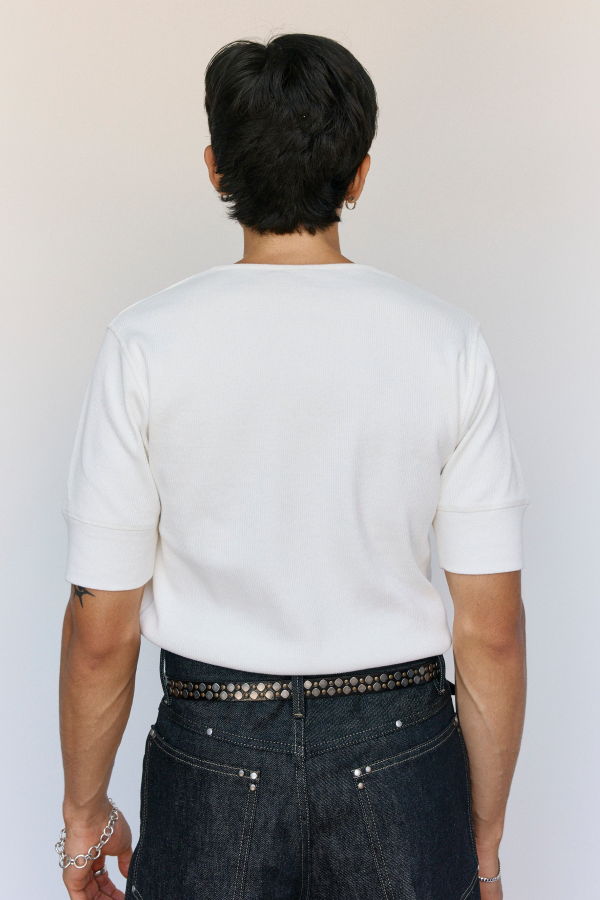 Lemaire Milk Cotton & Linen Rib Henley Top