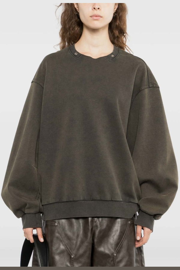 Team Wang Green Reset Washed Crew-Neck Sweatshirt