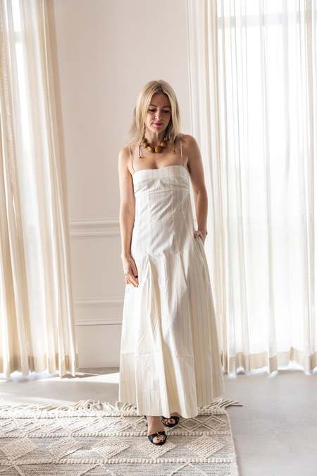 breast holder for backless dress Linen Bias Halter Dress - Ivory by St. Agny