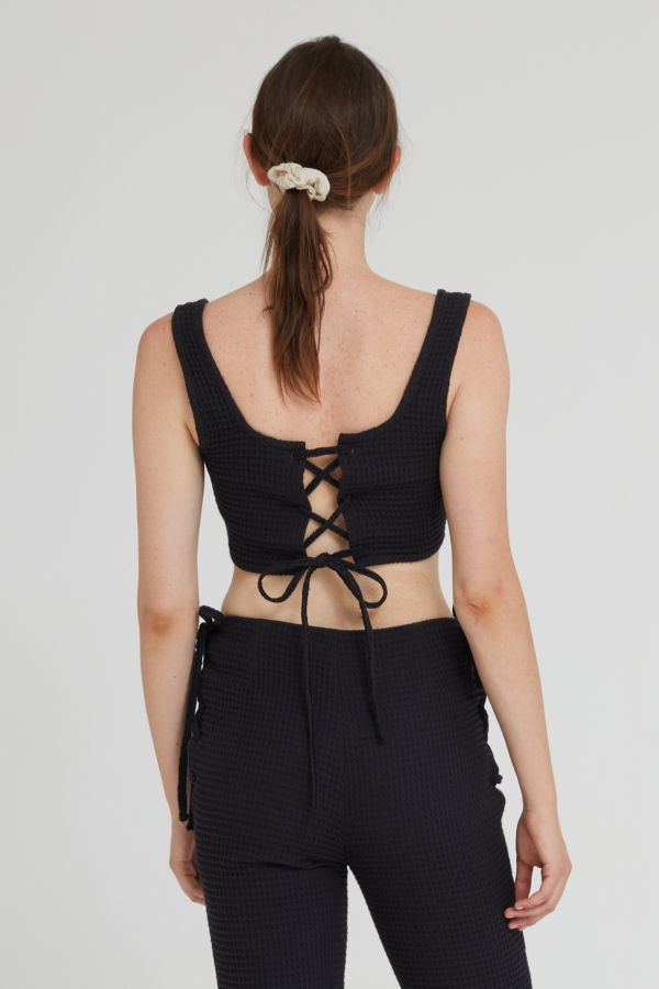 Aniela Parys Eullia Waffle Top - black