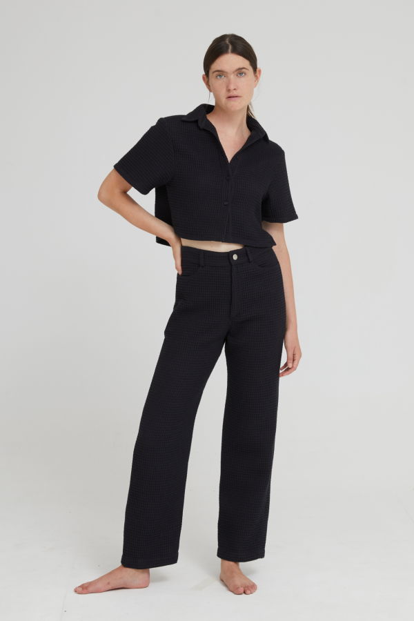 Aniela Parys Effy Waffle Trousers - black