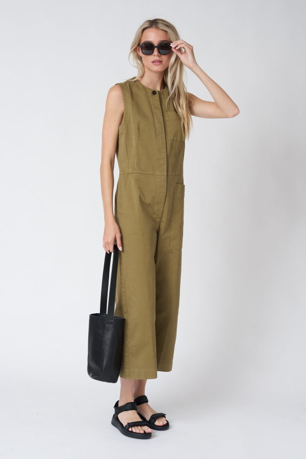 TOAST Sleeveless Cotton Twill Jumpsuit