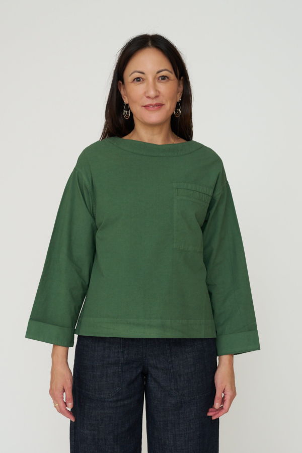 TOAST Cotton Linen Poplin Smock Top - Forest