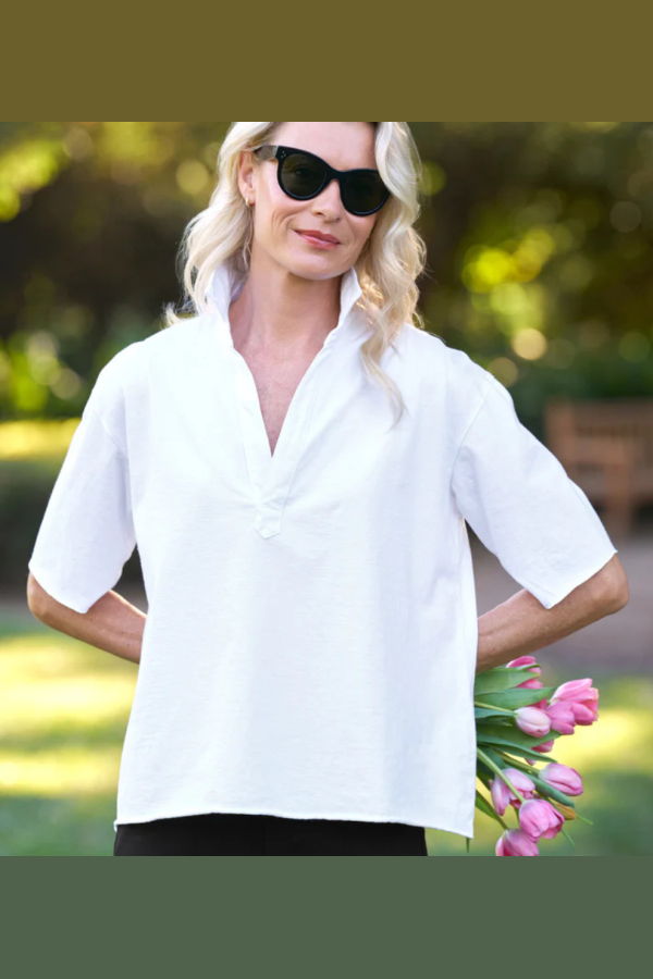Frank & Eileen Patty T-Shirt Henley - White