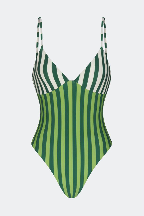 Simon Miller Behati One Piece Swimsuit - Green Stripe Combo
