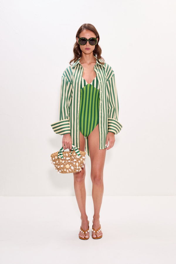 Simon Miller Behati One Piece Swimsuit - Green Stripe Combo