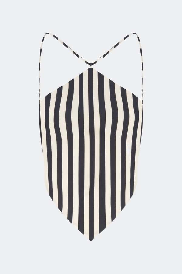 Simon Miller Kit Poplin Tie Top - Black/White Stripe