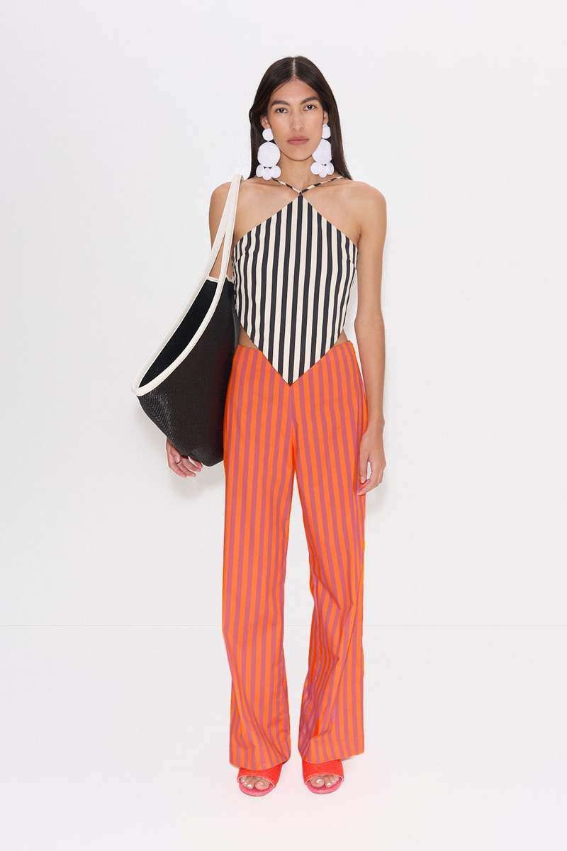 Simon Miller Kit Poplin Tie Top - Black/White Stripe