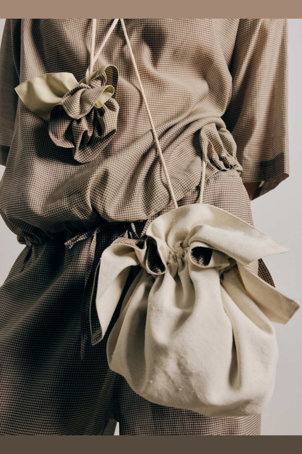 Rus Omamori Bag - Gingham Toffee/Cream