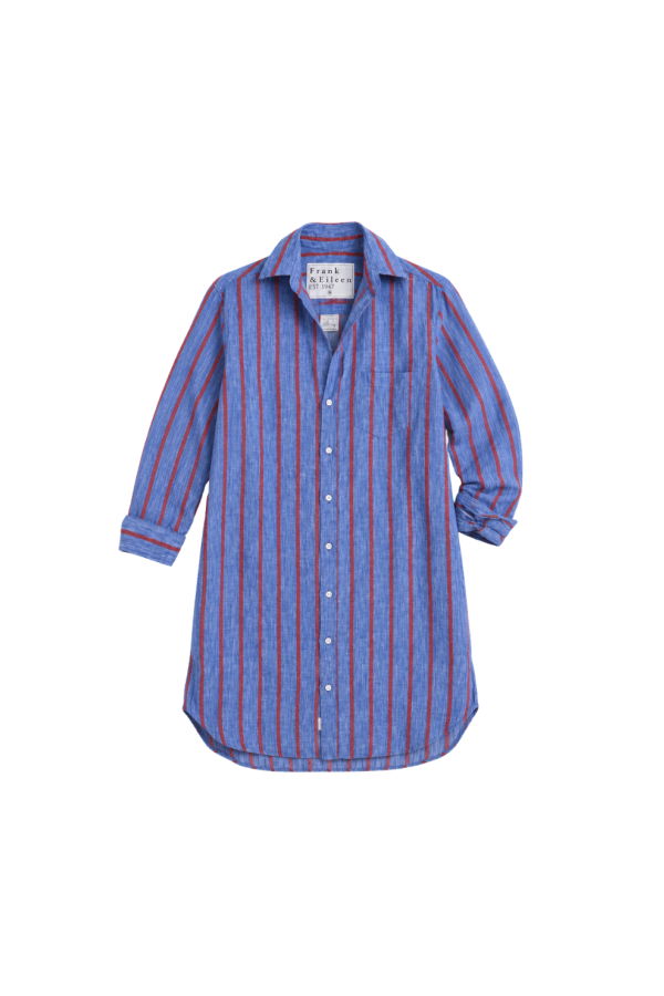 Frank & Eileen Mary Classic Shirtdress - Blue/ Red Textured Stripe