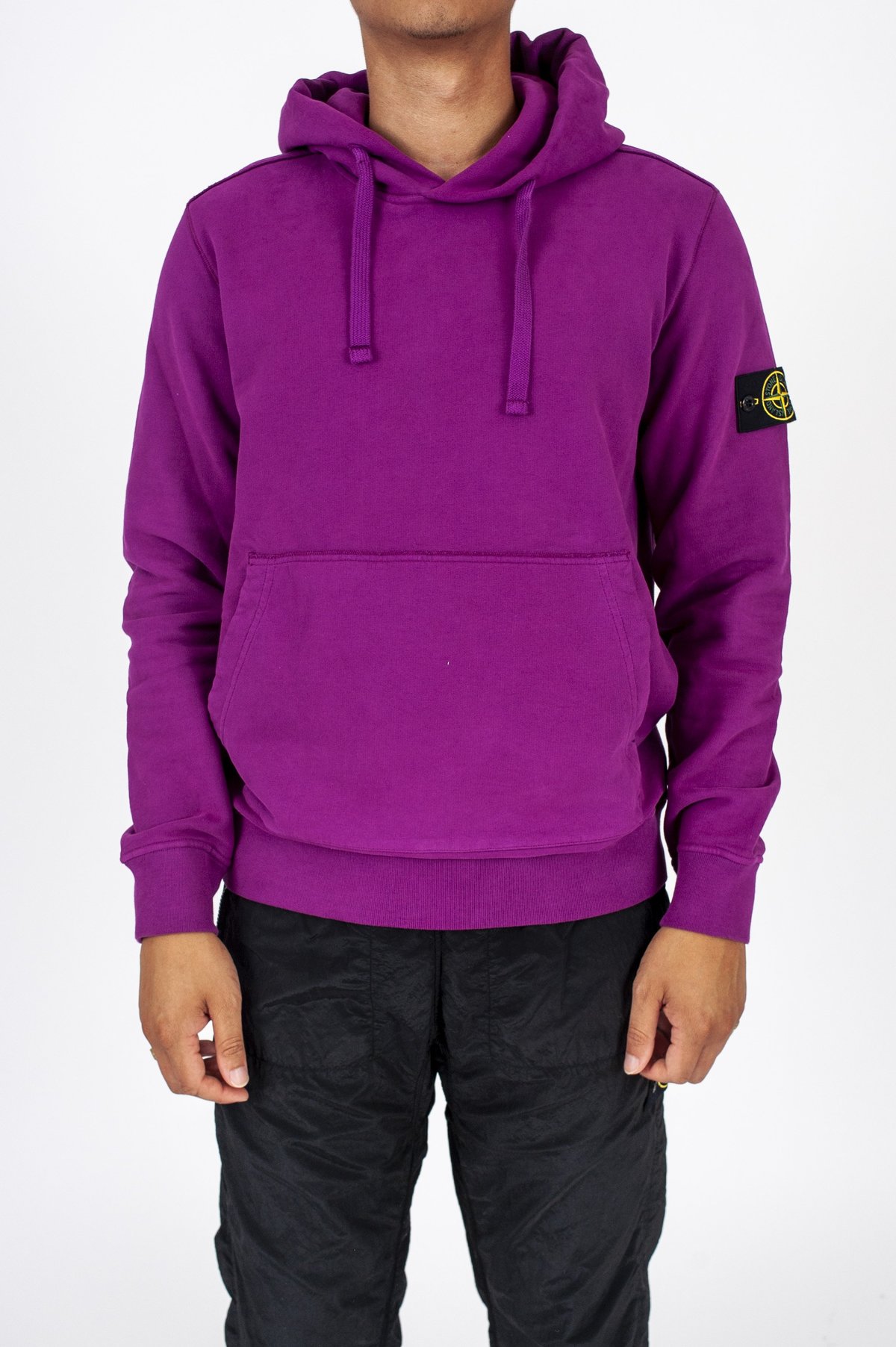 Stone Island Garment Dyed Hooded Sweatshirt - Magenta | Garmentory