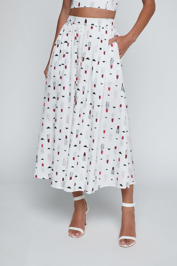 L'Agence Seina Poplin Midi Skirt