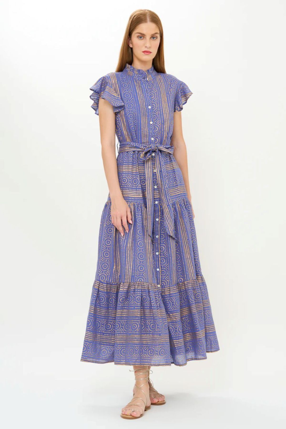Oliphant Helene Ruffle Collar Button Maxi Dress - Image 6 of 7