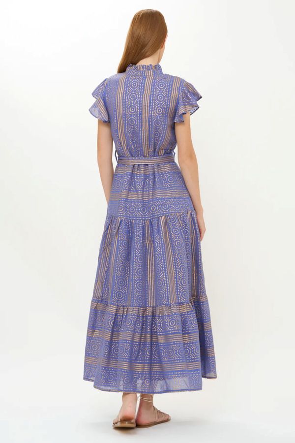Oliphant Helene Ruffle Collar Button Maxi Dress