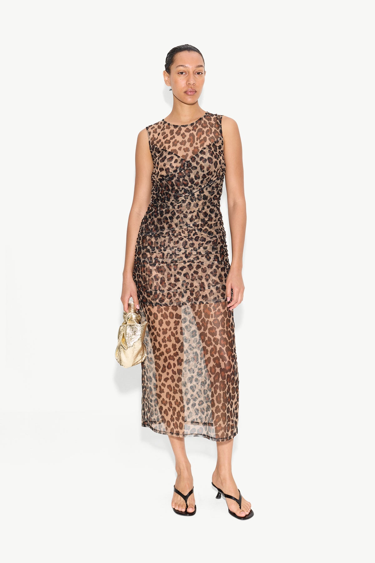 leopard mesh dress Never Fully Dressed tie front midaxi in hugging silhouette that contours to your shape Sophisticated crew neckline and long sleeves with subtle flare detail Semi Simon Miller Kinny Mesh Dress
