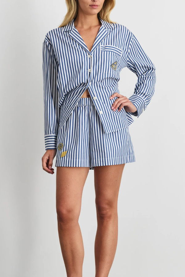 Tanya Taylor Fallon Short - Optic White/ French Blue