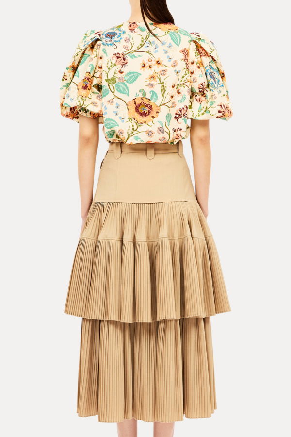 Ulla Johnson Florielle Short Sleeve Cotton Top - Abalone