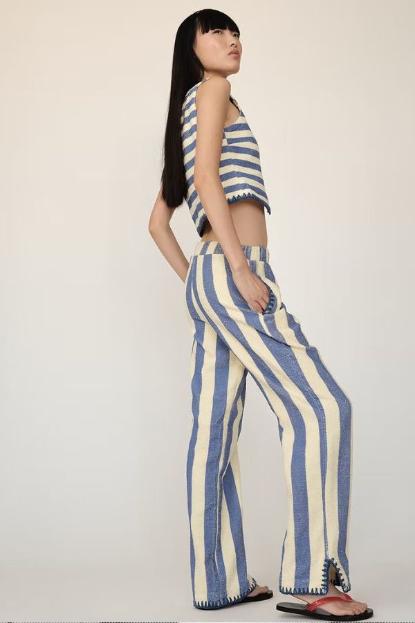 Tach Clothing Nerina Terry Pant - Blue Stripes