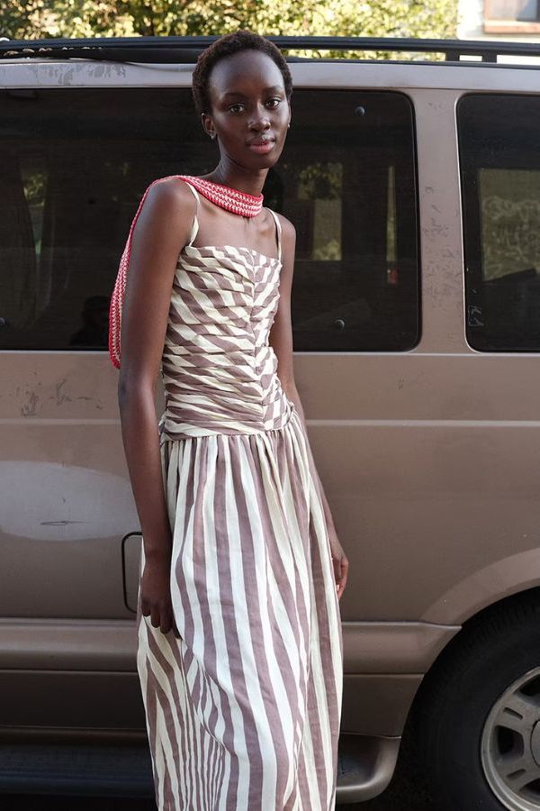 Tach Clothing Nina Striped Maxi Dress - Brown Stripes