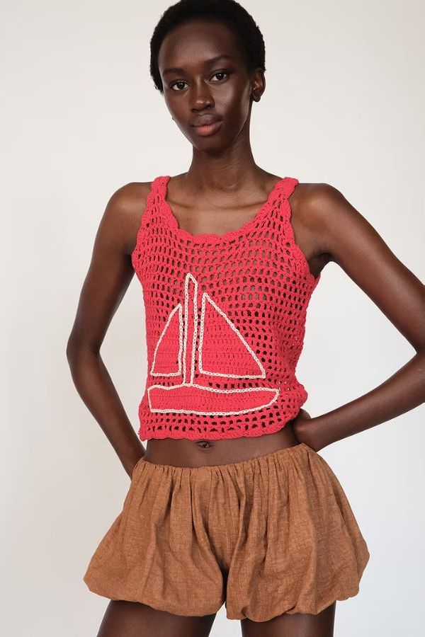 Tach Clothing Onda Crochet Top - Red