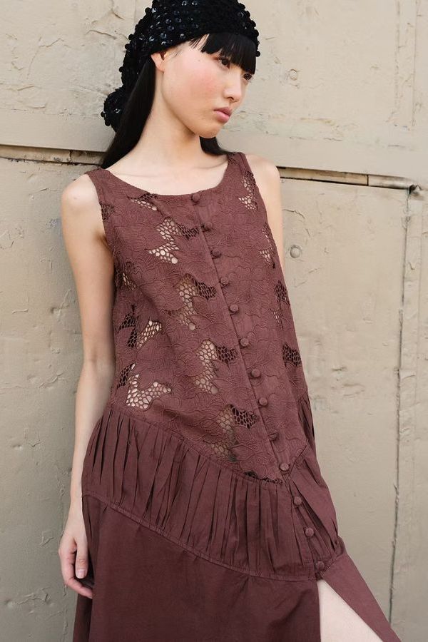 Tach Clothing Sally Cutwork Maxi Dress - Brown