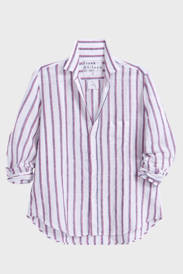 Frank & Eileen Eileen Shirt - Red Navy White Stripe