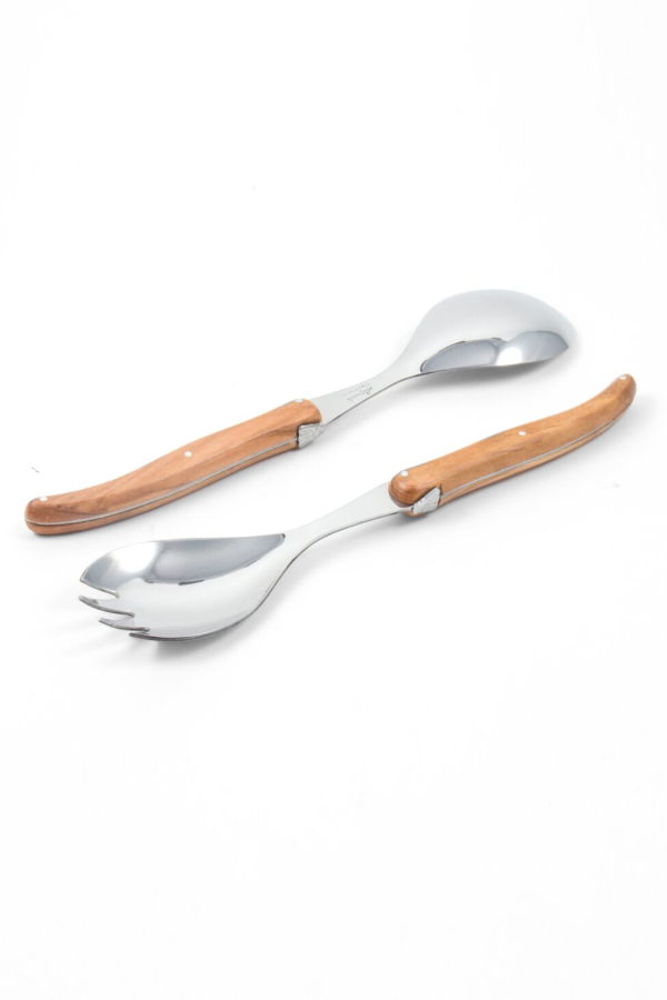 Be Home Laguiole Salad Serving Set Olivewood, in Wooden Box