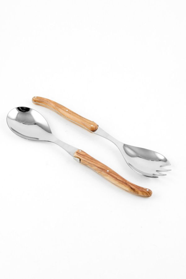 Be Home Laguiole Salad Serving Set Olivewood, in Wooden Box