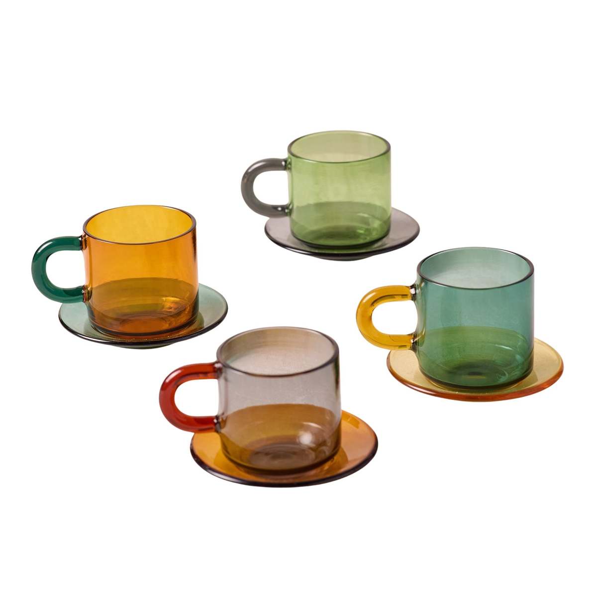 Be Home Niko Glass Espresso Cup & Saucer Set of 4 - Image 1 of 3