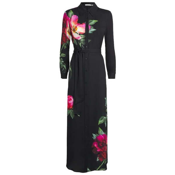 Alice + Olivia Chassidy Maxi Shirt Dress - Empress Bloom Black Alice + Olivia Chassidy Maxi Shirt Dress - Empress Bloom Black