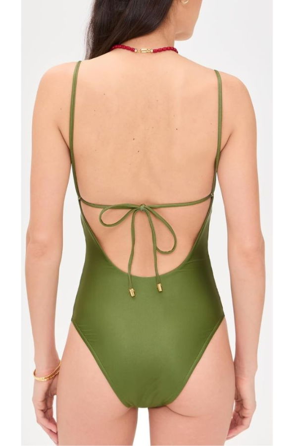 Farm Rio Strilitzia One-Piece Swimsuit - Strilitzia Dark Green