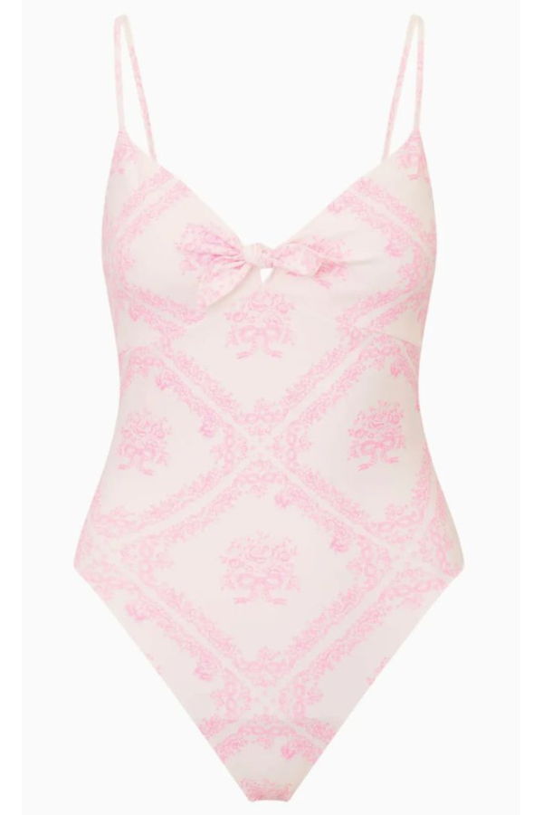 LoveShackFancy Zyra One-Piece Toile Swimsuit - Ivory Heirloom