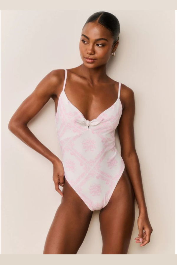 LoveShackFancy Zyra One-Piece Toile Swimsuit - Ivory Heirloom