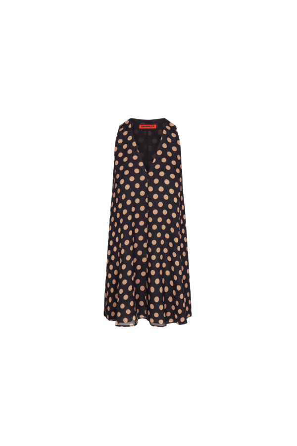 Simon Miller Gia Chiffon Mini Dress - Black/Tan Polka Dot