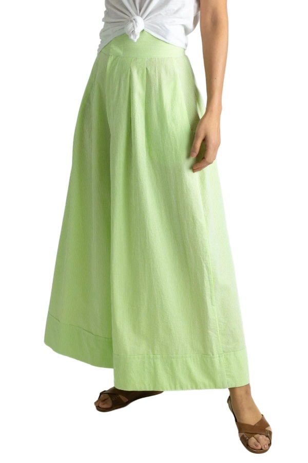 Meg Long Secret Pant - Lime Seersucker